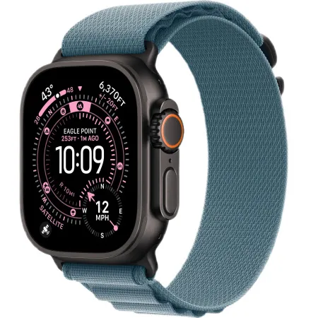Apple Watch Ultra 3 49 мм, Black Titanium Light Blue Alpine Loop M