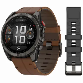Умные часы Garmin Fenix 8 Pro, 51 мм, AMOLED Sapphire Carbon Grey DLC Titanium / Chestnut Leather Band