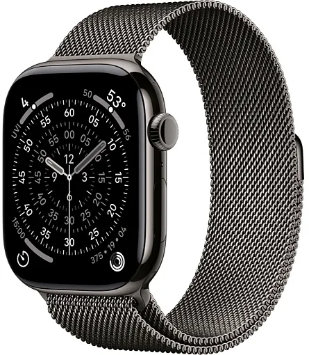 Apple Watch Series 11 46 мм, Slate Titanium Case Slate Milanese Loop, M/L