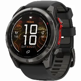 Умные часы Garmin Fenix 8, 51 мм, MicroLED Sapphire Carbon Gray DLC Titanium Black / Pebble Gray, черный