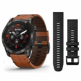 Умные часы Garmin Epix Pro (Gen 2) Sapphire Edition Titanium, 010-02804-30, 51 мм, кожа + Black Silicon Band