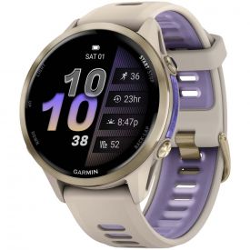 Умные часы Garmin Forerunner 970, Soft Gold Titanium French Grey/Translucent Indigo