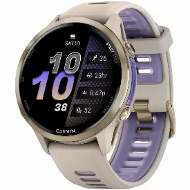 Умные часы Garmin Forerunner 970, Soft Gold Titanium French Grey/Translucent Indigo