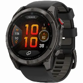 Умные часы Garmin Fenix 8 Pro, 51 мм, AMOLED Sapphire Carbon Gray DLC Titanium Black/Pebble Gray
