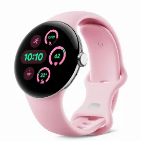 Умные часы Google Pixel Watch 3 41 мм, Wi-Fi, Polished Silver Aluminum Case / Rose Quartz Active Band