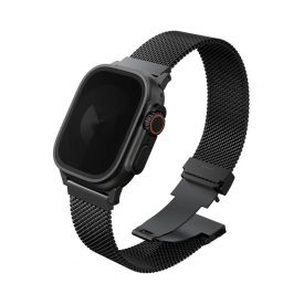 Ремешок Uniq Dante PRO Strap Mesh Steel для Apple Watch 42/41/40/38 мм, Graphite Black, черный