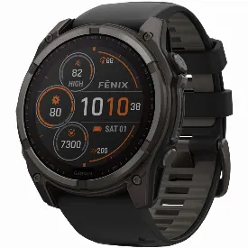 Умные часы Garmin Fenix 8, 51 мм, Solar Sapphire Carbon Gray DLC Titanium Black / Pebble Gray, черный