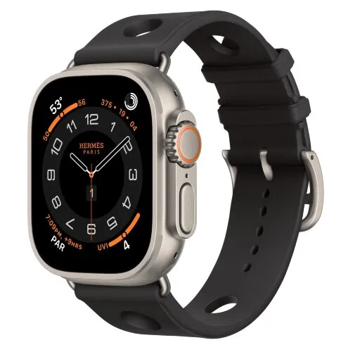 Apple Watch Hermes Ultra 3, 49 мм, Natural Titanium Noir Scub’H Diving