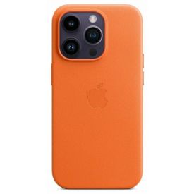 Чехол iPhone 14 Pro Max Leather Case, Orange, оранжевый