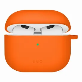 Чехол Uniq NEXO Liquid silicone +carabin +Sports ear hooks для AirPods 4, Volt Orange, оранжевый