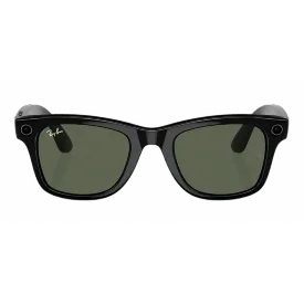 Смарт очки Ray Ban Wayfarer Shiny Black/G15 Green, RW4006 (размер M)