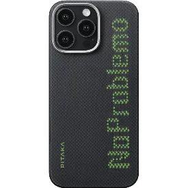 Чехол 16 Pro Max Pitaka Aries Tactile Woven case, NoProblemo, черный/зеленый