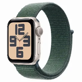 Смарт-часы Apple Watch SE (2024) GPS 44 мм, Sport Loop, Starlight/Lake Green, Сияющая звезда/Зеленый