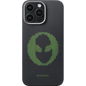 Чехол 16 Pro Max Pitaka Aries Tactile Woven case, Alien, черный/зеленый