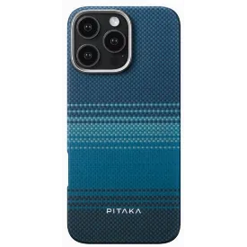 Чехол 16 Pro Max Pitaka Tactile Woven case, Moonrise, синий