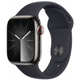 Умные часы Apple Watch Series 9 41 мм, S/M 130-180 мм, Stainless Steel Case with Sport Band, Graphite/Midnight