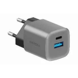 Сетевое зарядное устройство EnergEA AmpCharge GaN35 1C1A , PD, QC3.0, 35W, Gunmetal, металлический
