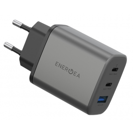 Сетевое зарядное устройство EnergEA AmpCharge GaN65 2xUSB-C + USB-A, PD, PPS, QC3.0, 65W, Gunmetal, металлический