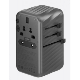 Сетевое зарядное устройство EnergEA TravelWorld Adapter GaN120, 3USB-C/1USB-A, 120W, Gunmetal, металлический
