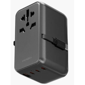 Сетевое зарядное устройство EnergEA TravelWorld Adapter GaN85, 3USBC/1USBA, 85W, Gunmetal, металлический
