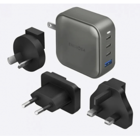 Сетевое зарядное устройство EnergEA Travelworld GaN100 3C1A, PD, PPS, QC3.0, 100W, Gunmetal, металлический