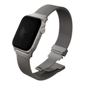 Ремешок Uniq Dante PRO Strap Mesh Steel для Apple Watch 42/41/40/38 мм, Titanium Silver, серебристый