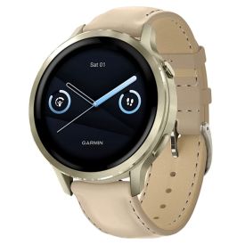 Часы Garmin Venu 4 41мм, Lunar Gold/Bone + Light Sand Leather Band