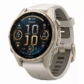 Умные часы Garmin Fenix 8, 43 мм, Amoled Sapphire Soft Gold Fog Gray / Dark Sandstone, серый