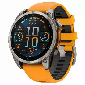 Умные часы Garmin Fenix 8, 47 мм, Amoled, Sapphire Titanium, оранжевый/графит