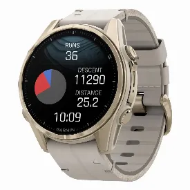Умные часы Garmin Fenix 8, 43 мм, Amoled Sapphire Soft Gold Fog Gray / Dark Sandstone, серый