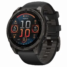 Умные часы Garmin Fenix 8, 51 мм, Amoled Sapphire Carbon Gray DLC Titanium Black / Pebble Gray, черный