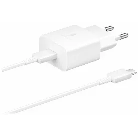 Сетевое зарядное устройство Samsung 15W Power Adapter с кабелем Type-C to Type-C, белый