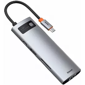 USB-концентратор Baseus Metal Gleam, 8 разъемов, серый