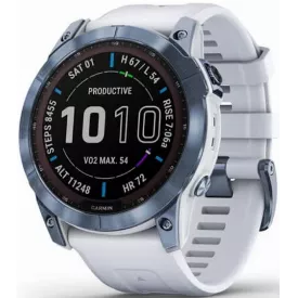Умные часы Garmin Fenix 7X Sapphire Solar Wi-Fi GPS, белый/синий