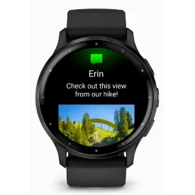 Умные часы GARMIN Venu 3, кожаный ремешок, черный